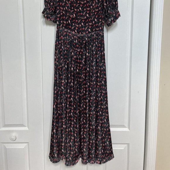 NWT Doen Marin dress silk velvet - M - Teal Canterbury Paisley - Picture 7 of 8